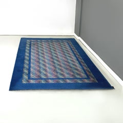 Italian modern blue wool rectangular carpet by Missoni, 1990s