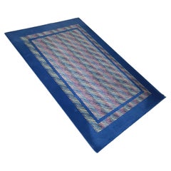 Italian modern blue wool rectangular carpet by Missoni, 1990s