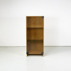 Italian Modern Bookcase by Saporiti in Light Briar and Smoked Glass, 1970s