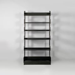 Italian modern bookcase in black metal with adjustable shelves, 1980s