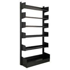 Vintage Italian modern bookcase in black metal with adjustable shelves, 1980s