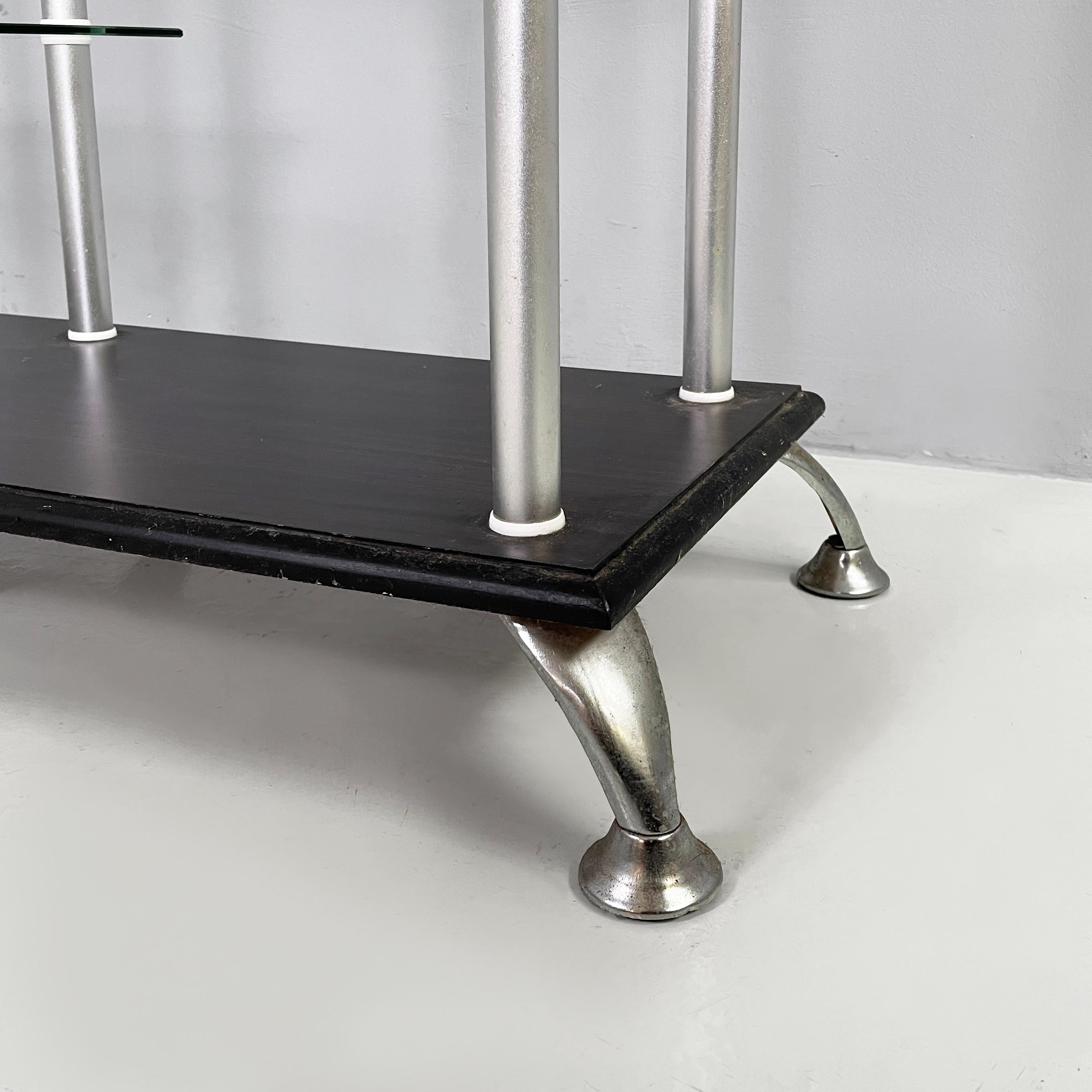 Italian modern bookcase in wood, glass and metal, 1980s 9