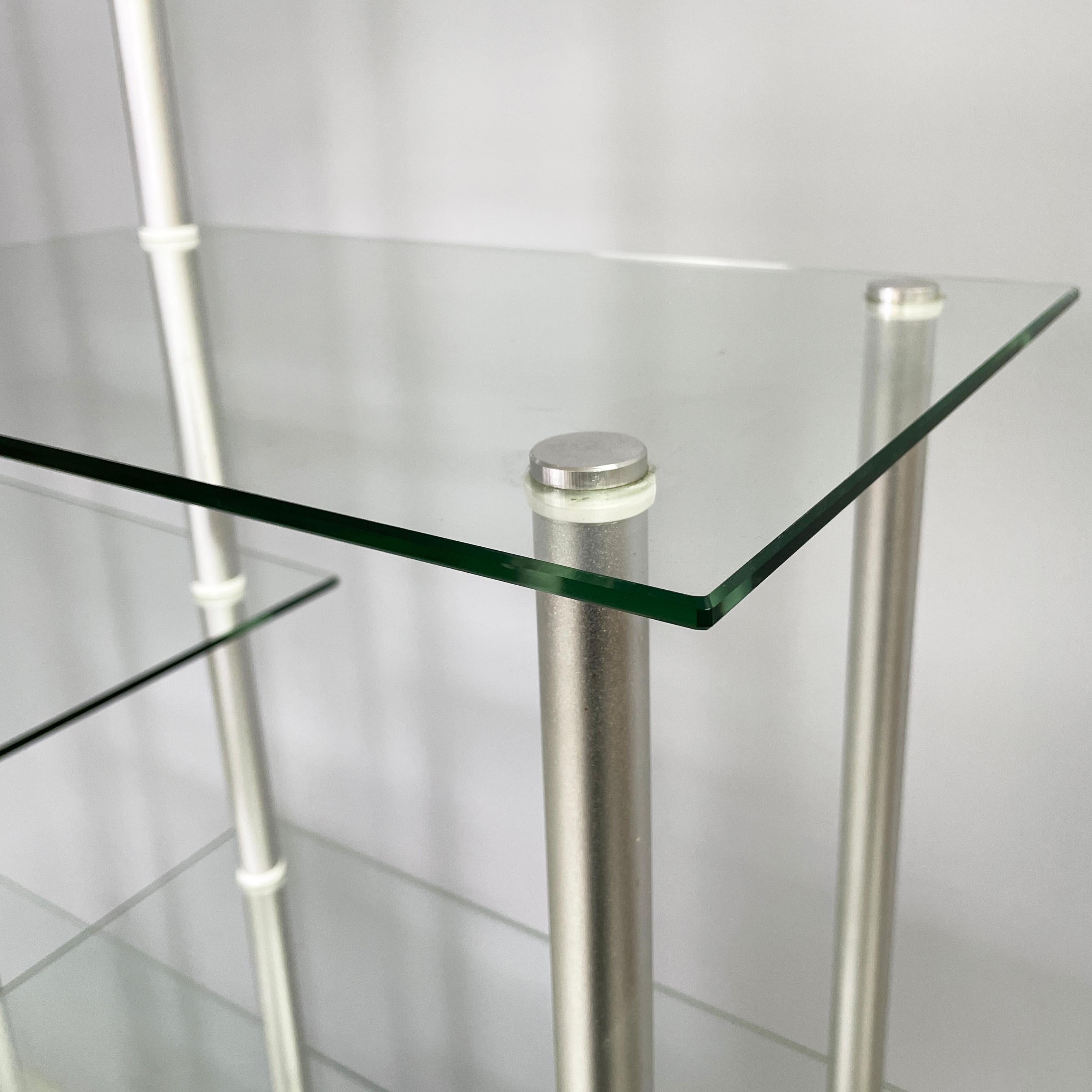 Late 20th Century Italian modern bookcase in wood, glass and metal, 1980s
