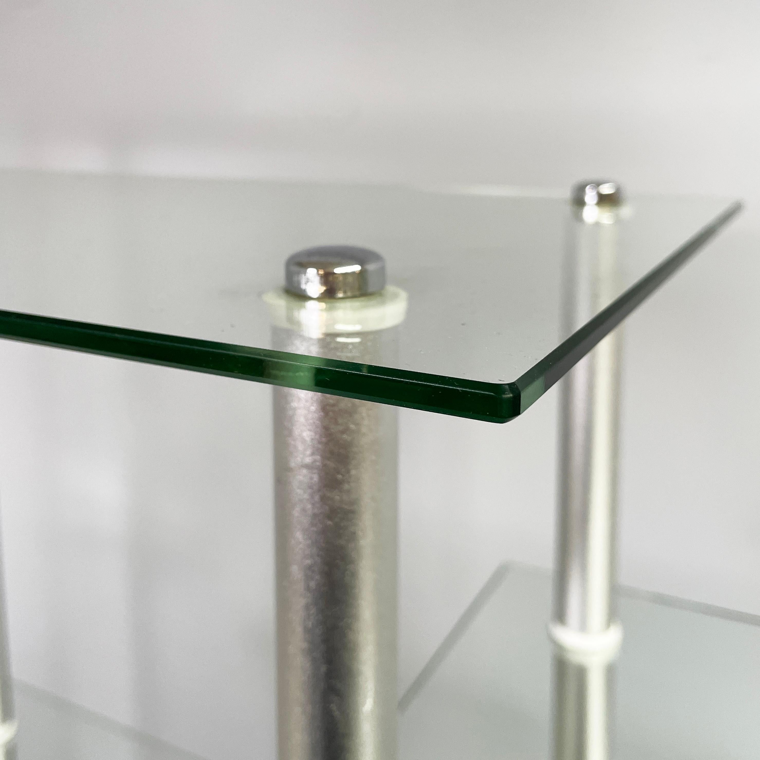 Italian modern bookcase in wood, glass and metal, 1980s 3