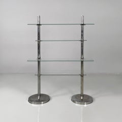 Italian modern bookcase or display stand in metal and glass, 1980s