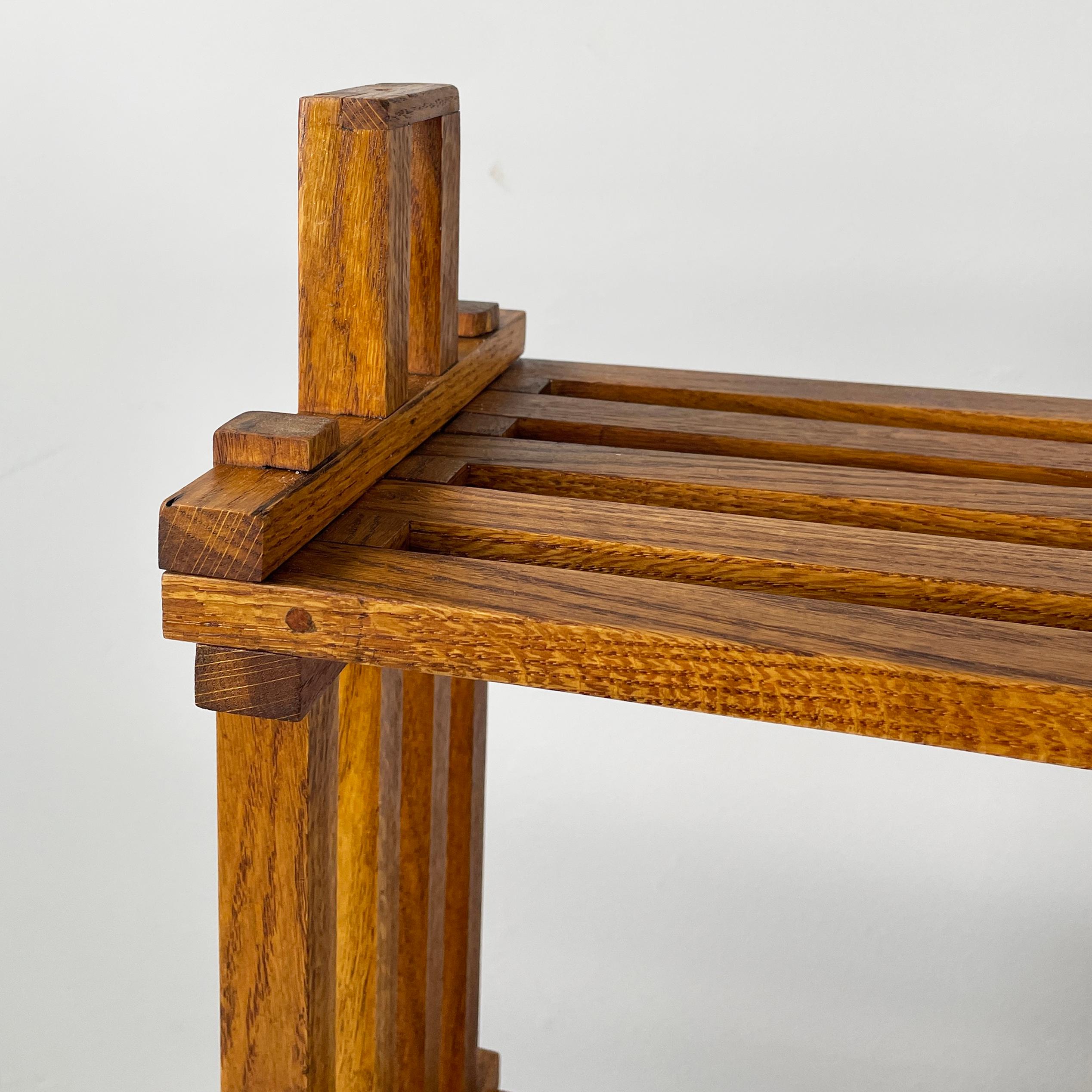 Wood Italian modern Bookcase Panchina in wood slats, 2000s For Sale