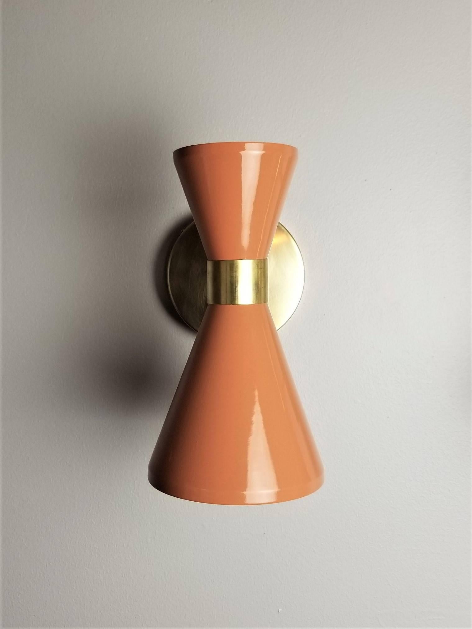 Polished Italian Modern Brass & Blush Enamel 