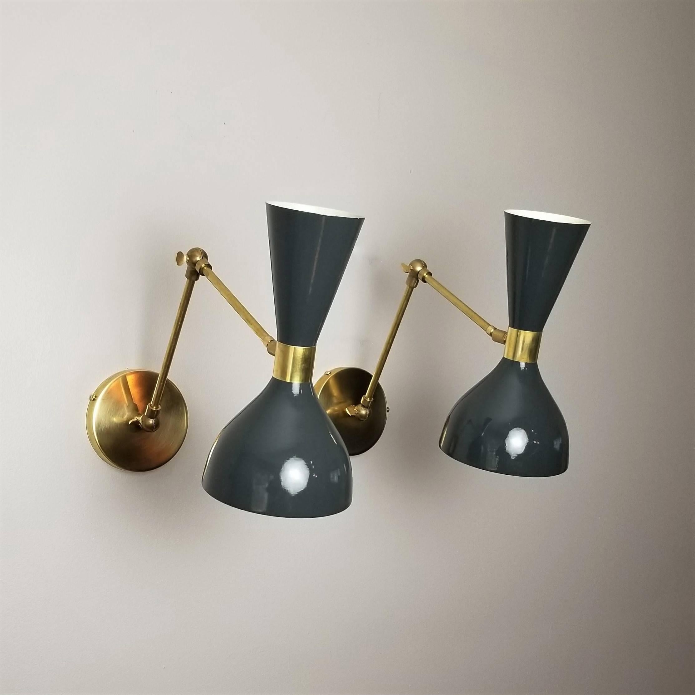 American Italian Modern Brass and Enamel Ludo Sconce, Reading Lamp by Blueprint Lighting