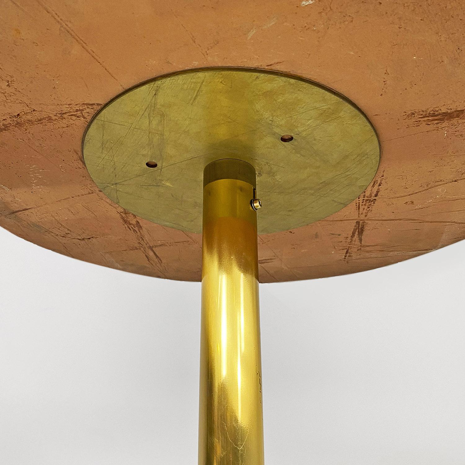 Italian modern brass and ceramic dining table with engraved design, 1980s For Sale 10