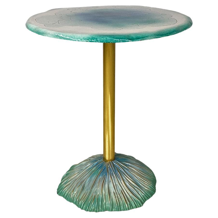Italian modern brass and ceramic dining table with engraved design, 1980s