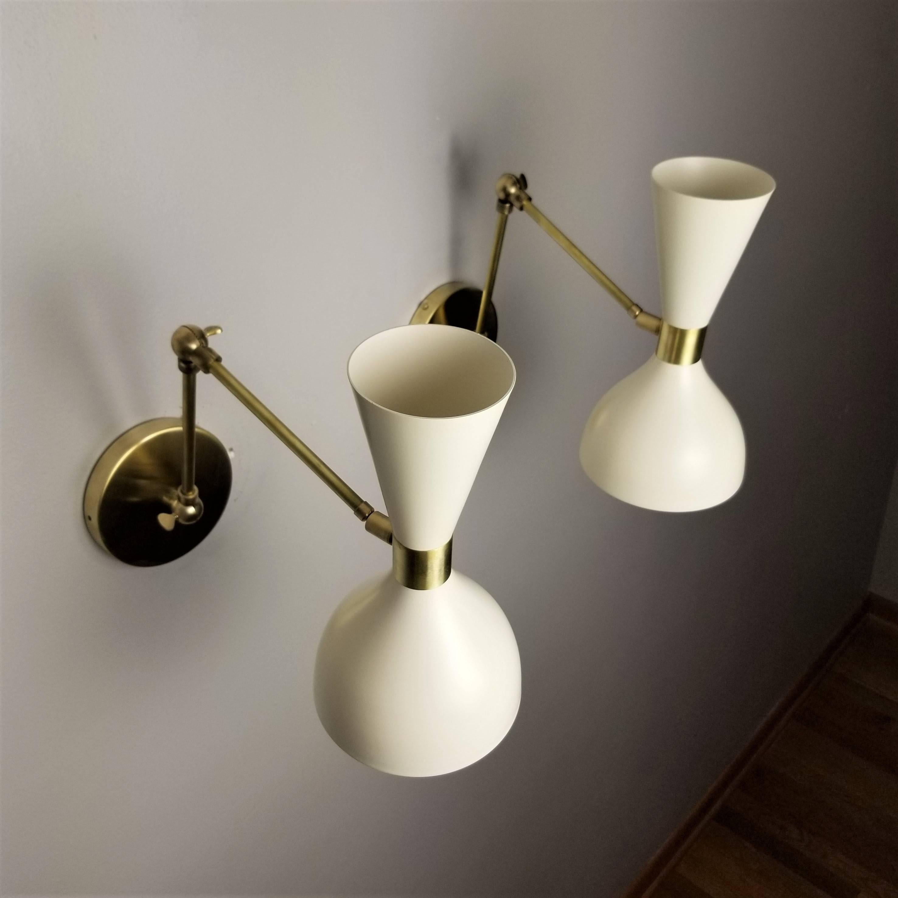 American Italian Modern Brass and Enamel Ludo Sconce, Reading Lamp by Blueprint Lighting