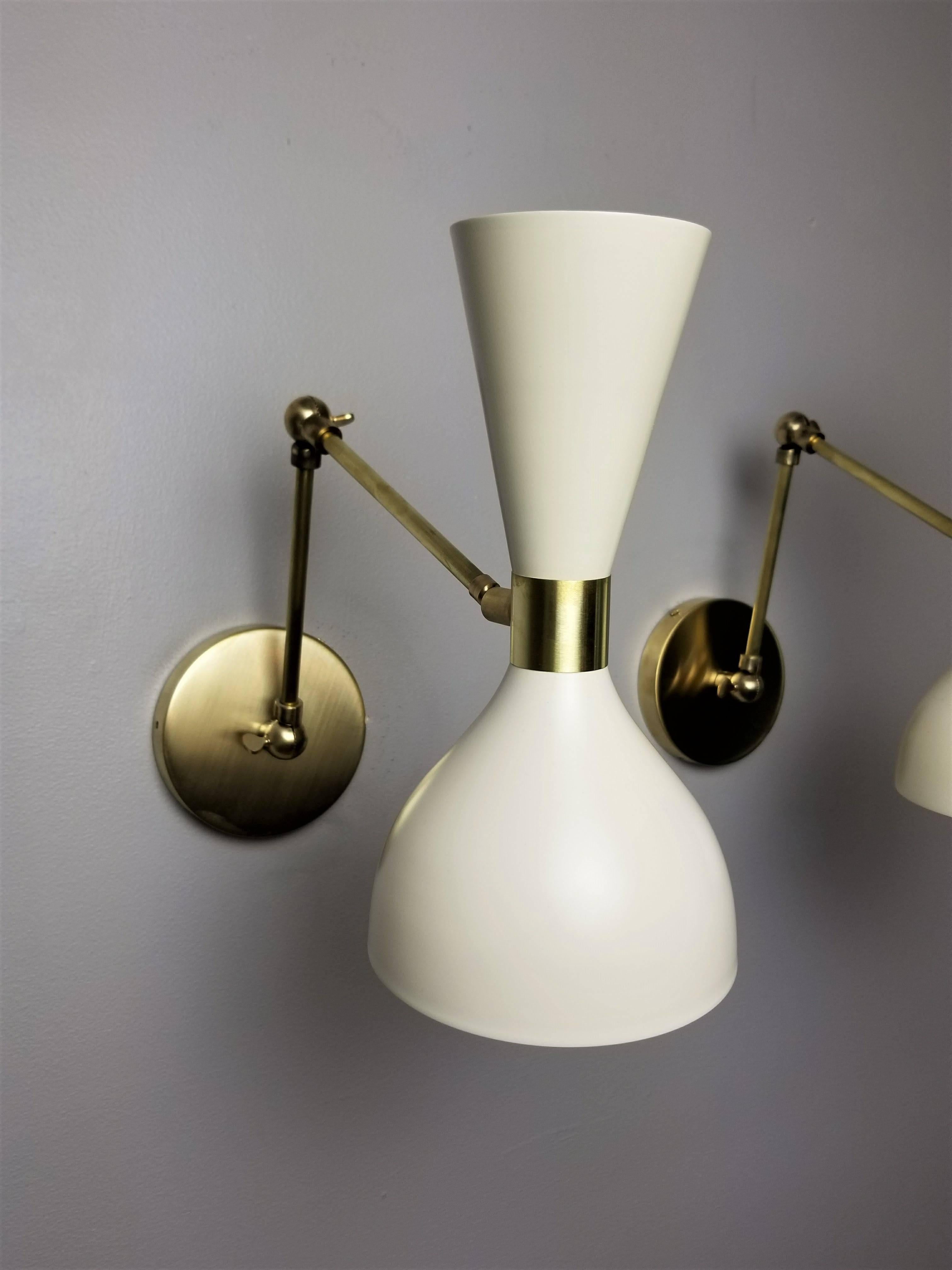 Spun Italian Modern Brass and Enamel Ludo Sconce, Reading Lamp by Blueprint Lighting