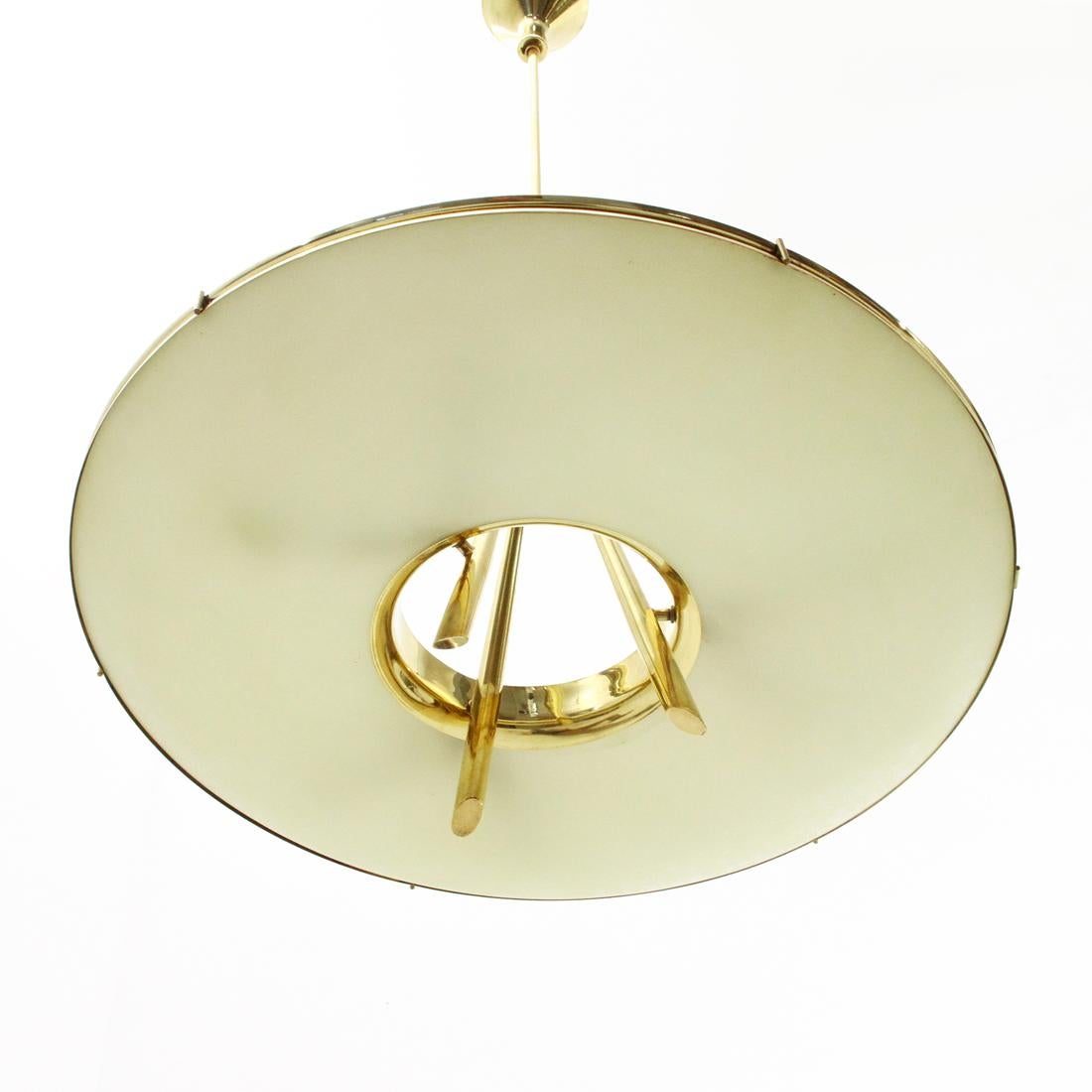 Italian Modern Brass and Glass Chandelier, 1950s 1