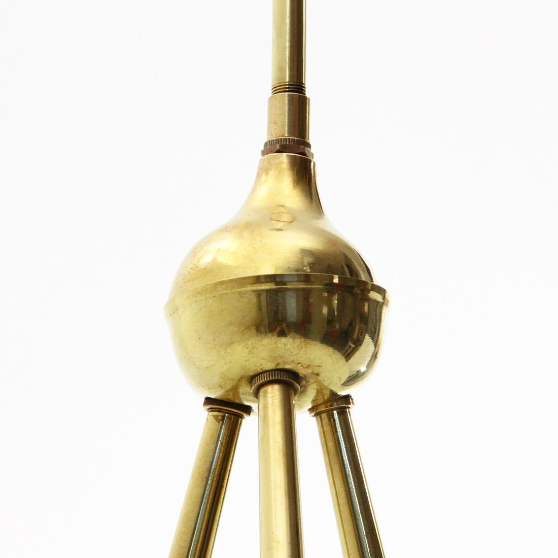Italian Modern Brass and Glass Chandelier, 1950s 4