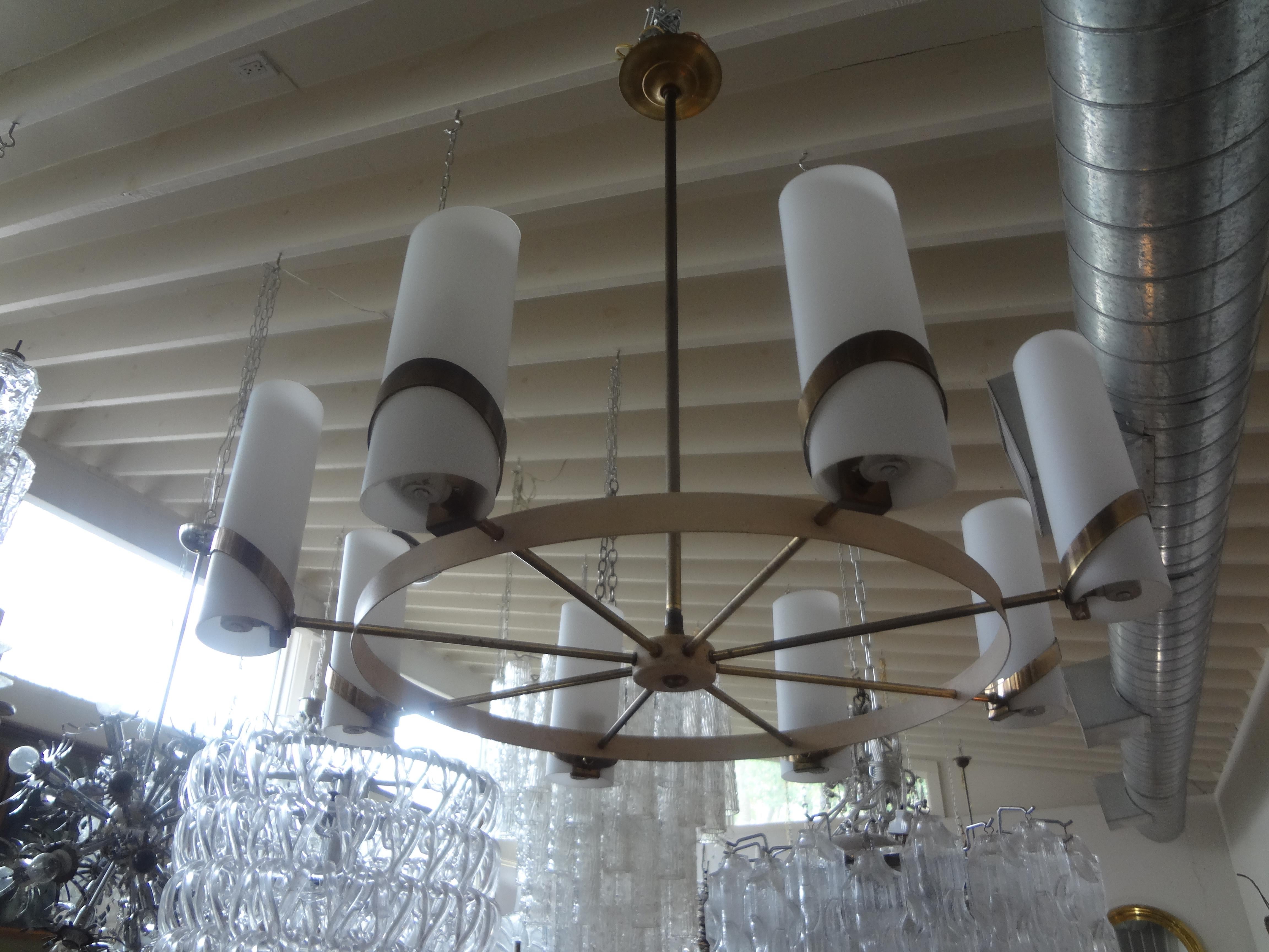 Italian Modern Brass and Glass Chandelier For Sale 6