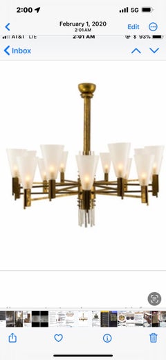 Moderner italienischer Kronleuchter aus Messing und Glas