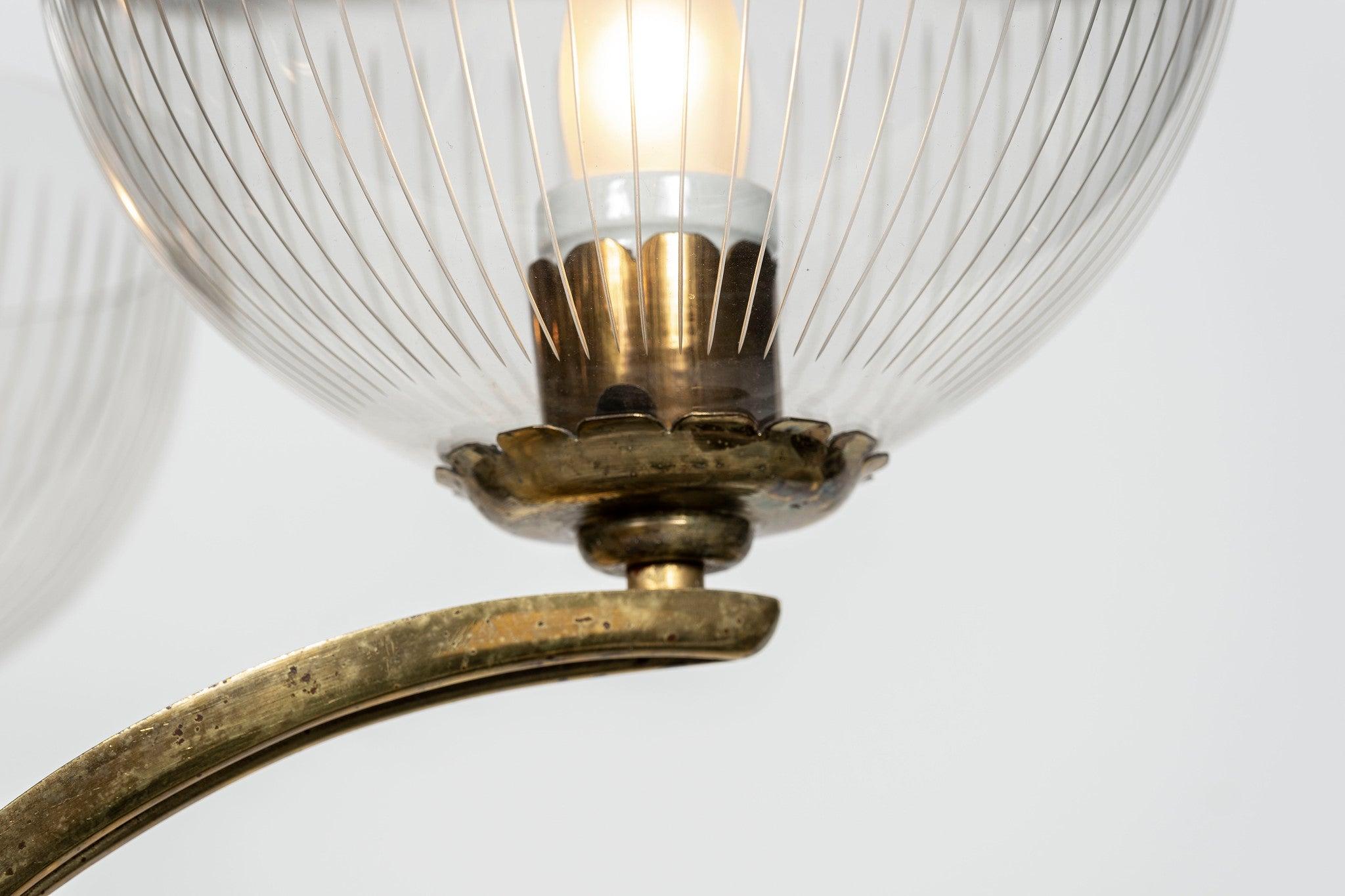 Italian Modern  Brass and Glass Chandelier For Sale 4