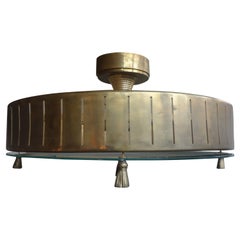 Italian Modern Brass and Glass Chandelier with Tassels