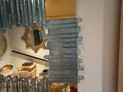 Italian Modern Brass And Glass Mirror