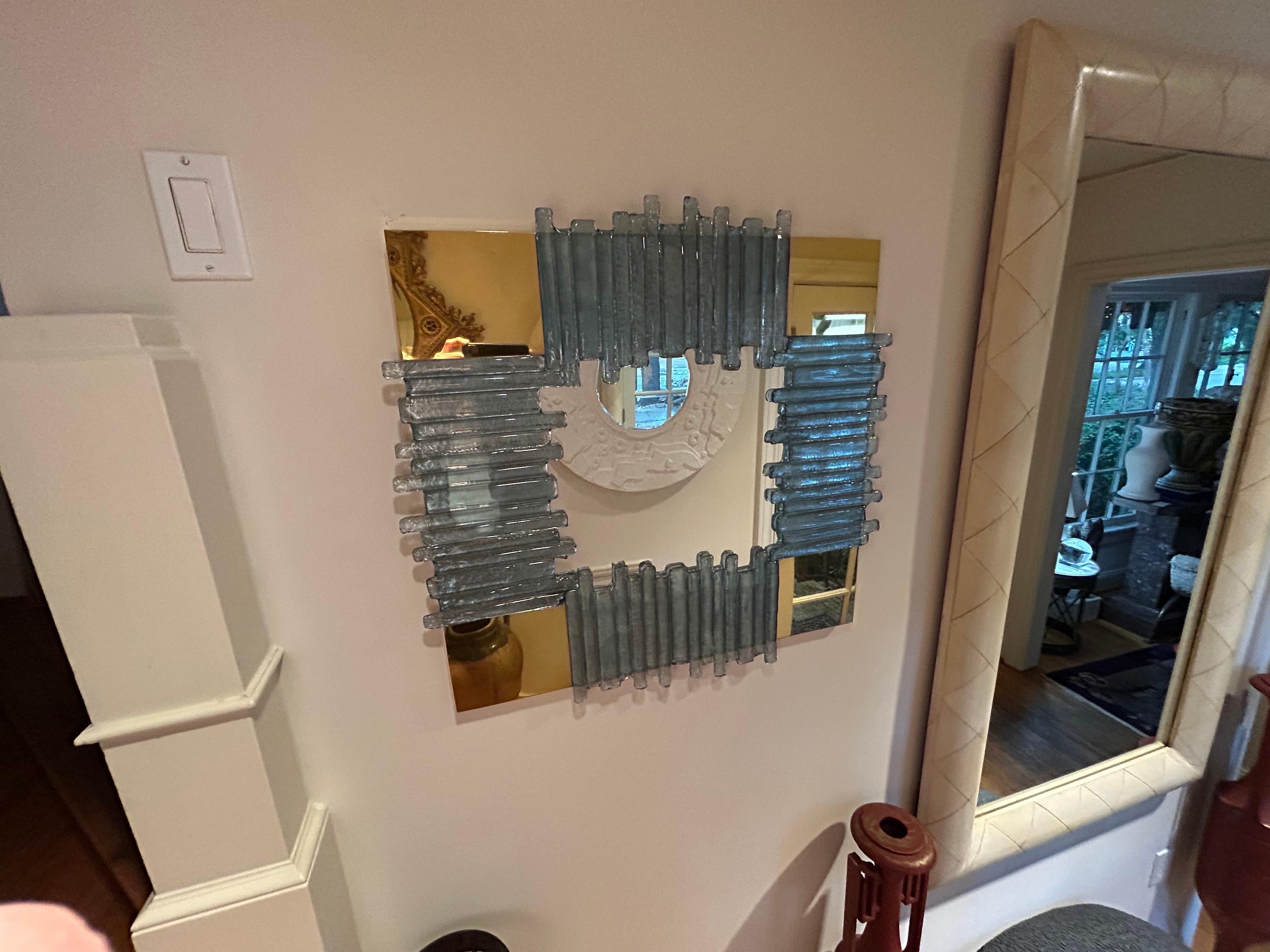 Miroir moderne italien en laiton et verre Bon état - En vente à Houston, TX
