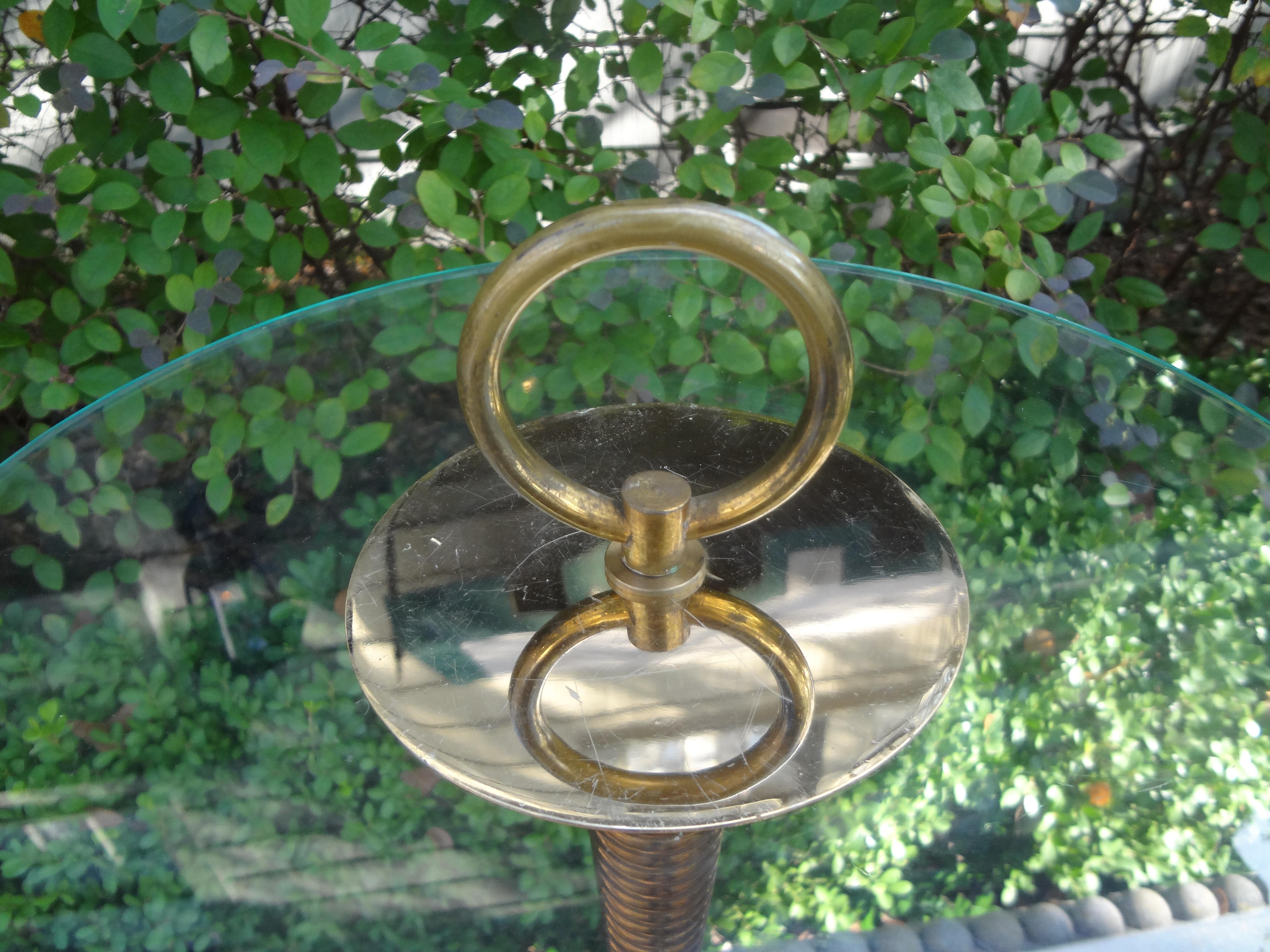Mid-20th Century Italian Modern Brass and Glass Side Table For Sale