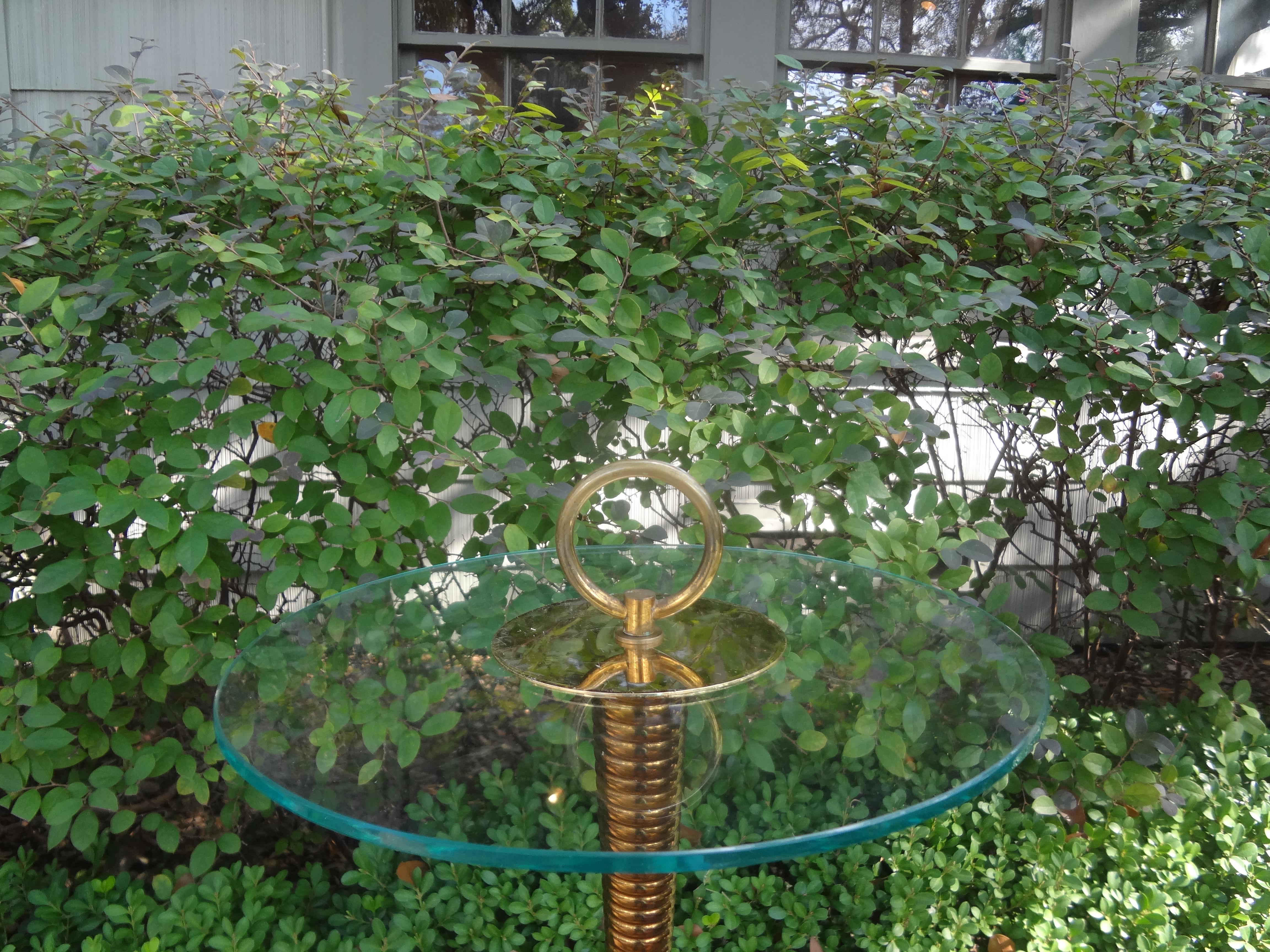 Italian Modern Brass and Glass Side Table 1
