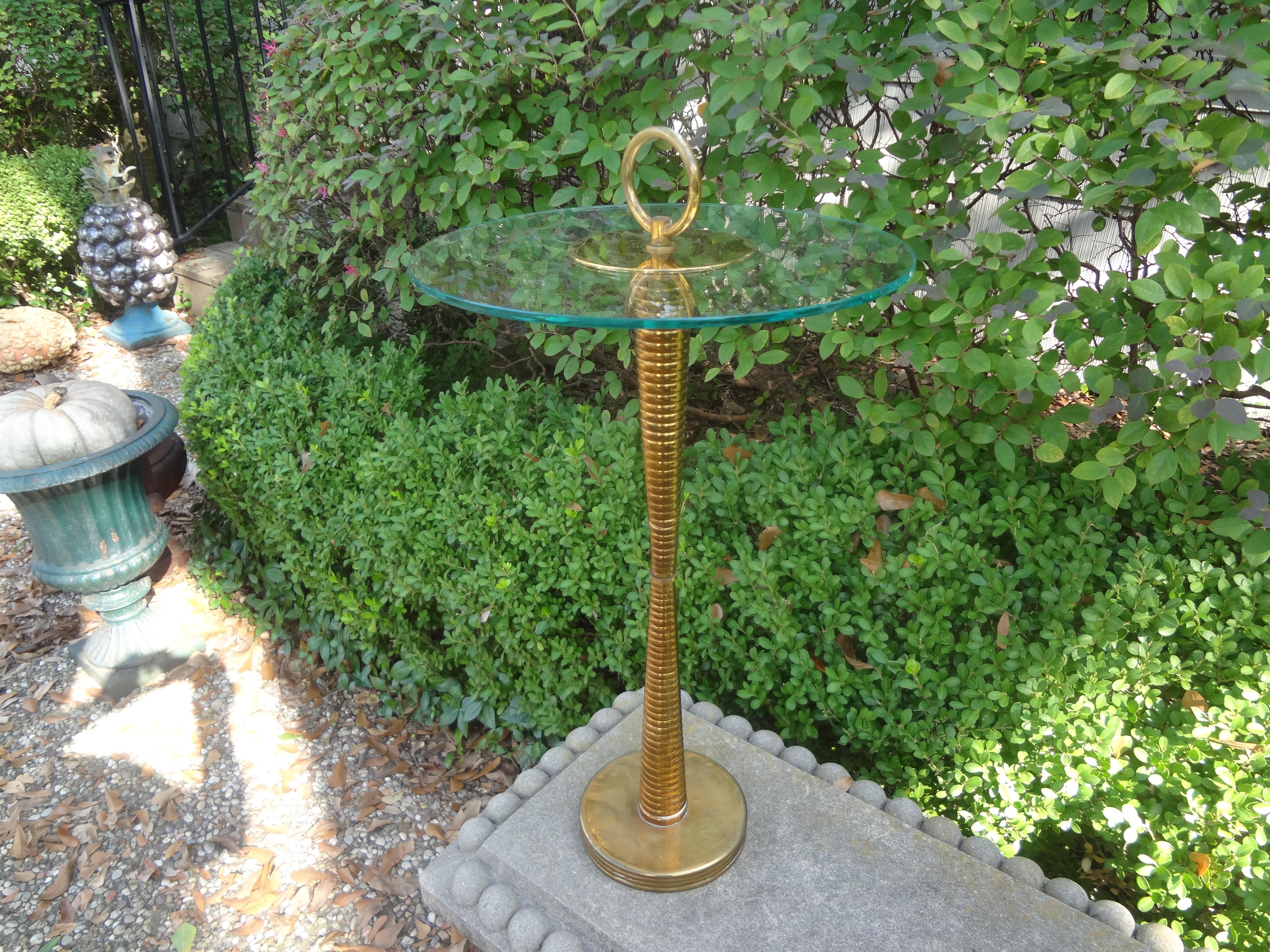 Italian Modern Brass and Glass Side Table For Sale 3