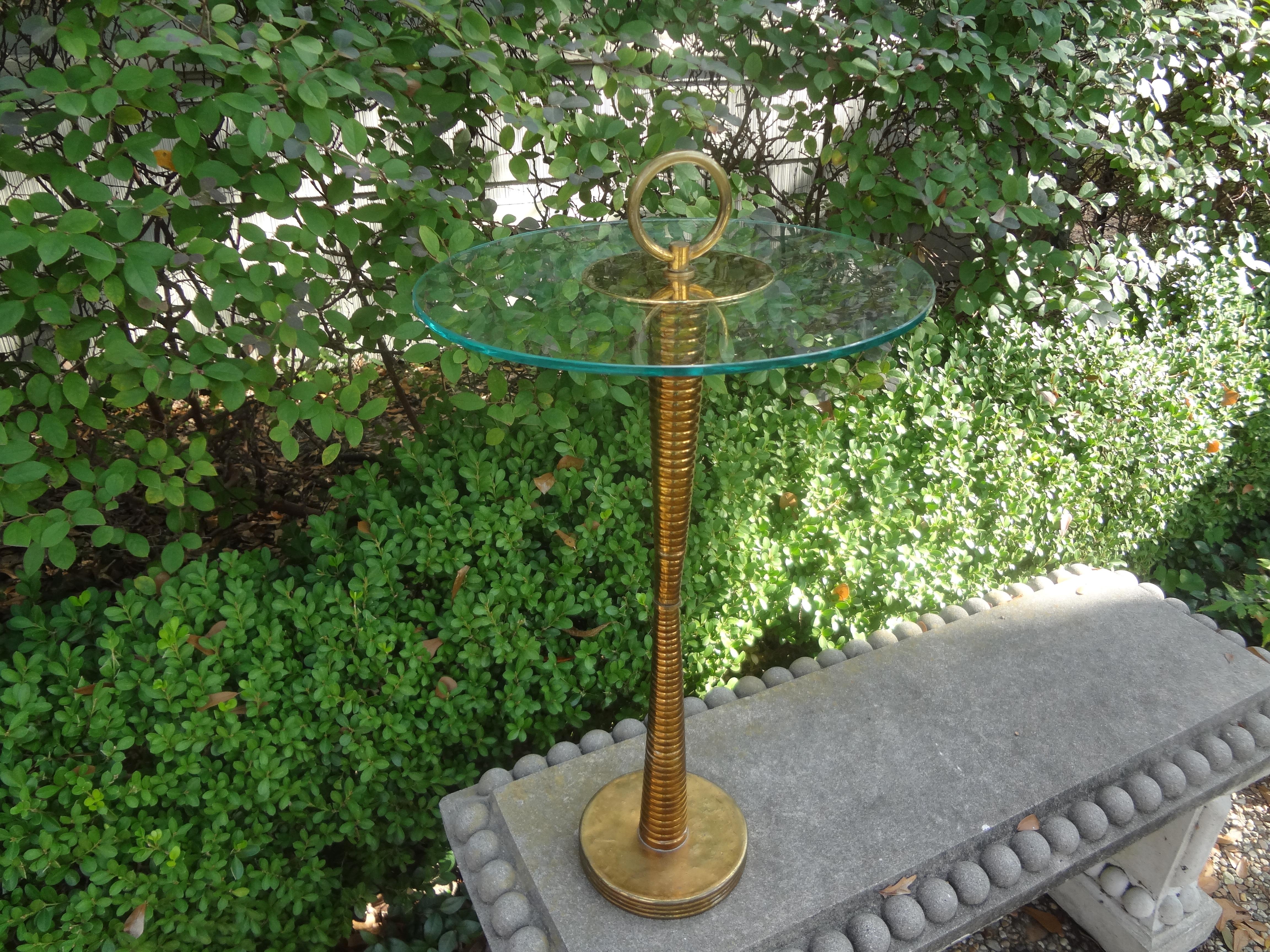 Italian Modern Brass and Glass Side Table For Sale 4