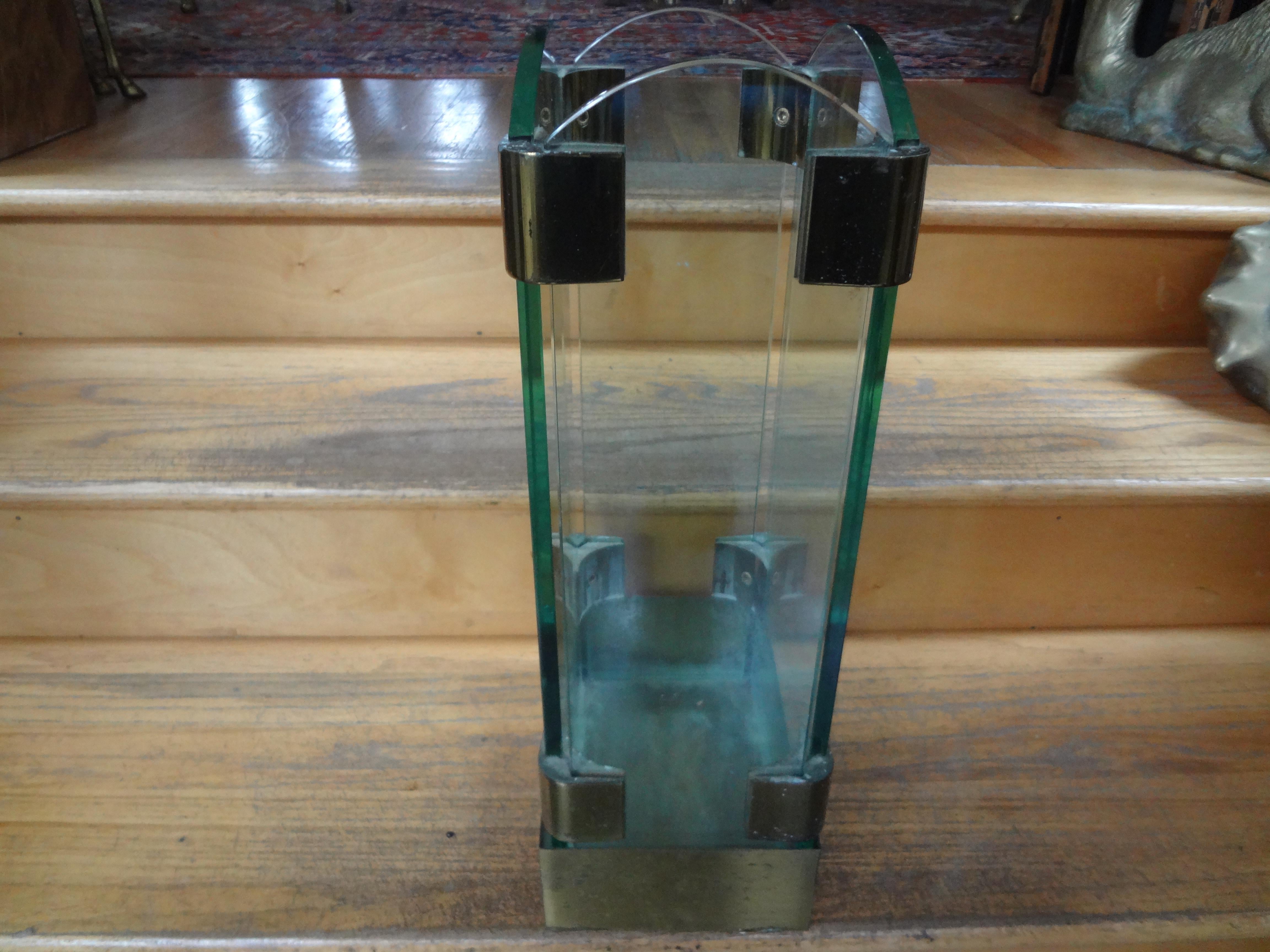 Italian Modern Brass And Glass Umbrella Stand For Sale 5