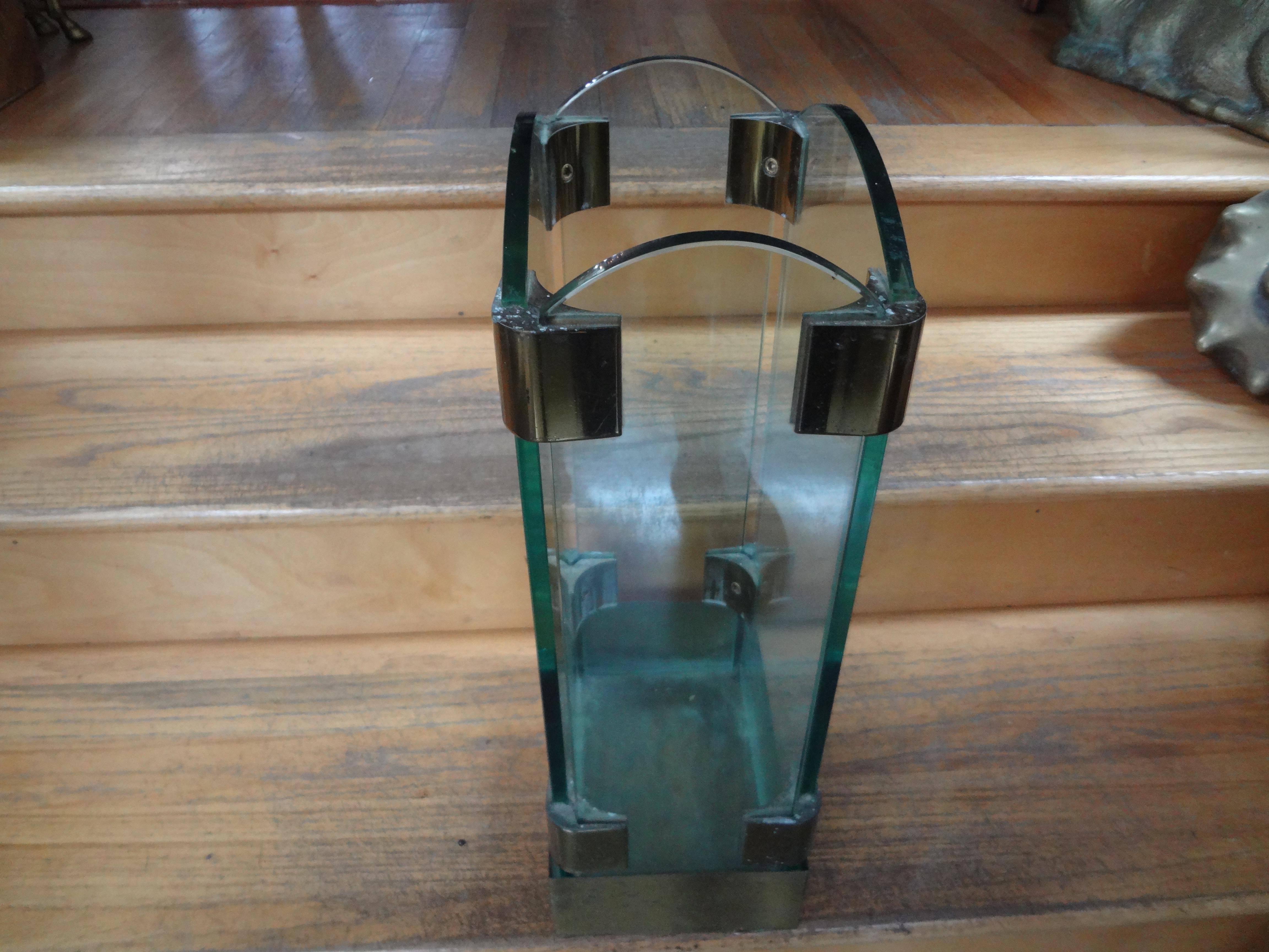 Italian Modern Brass And Glass Umbrella Stand For Sale 6