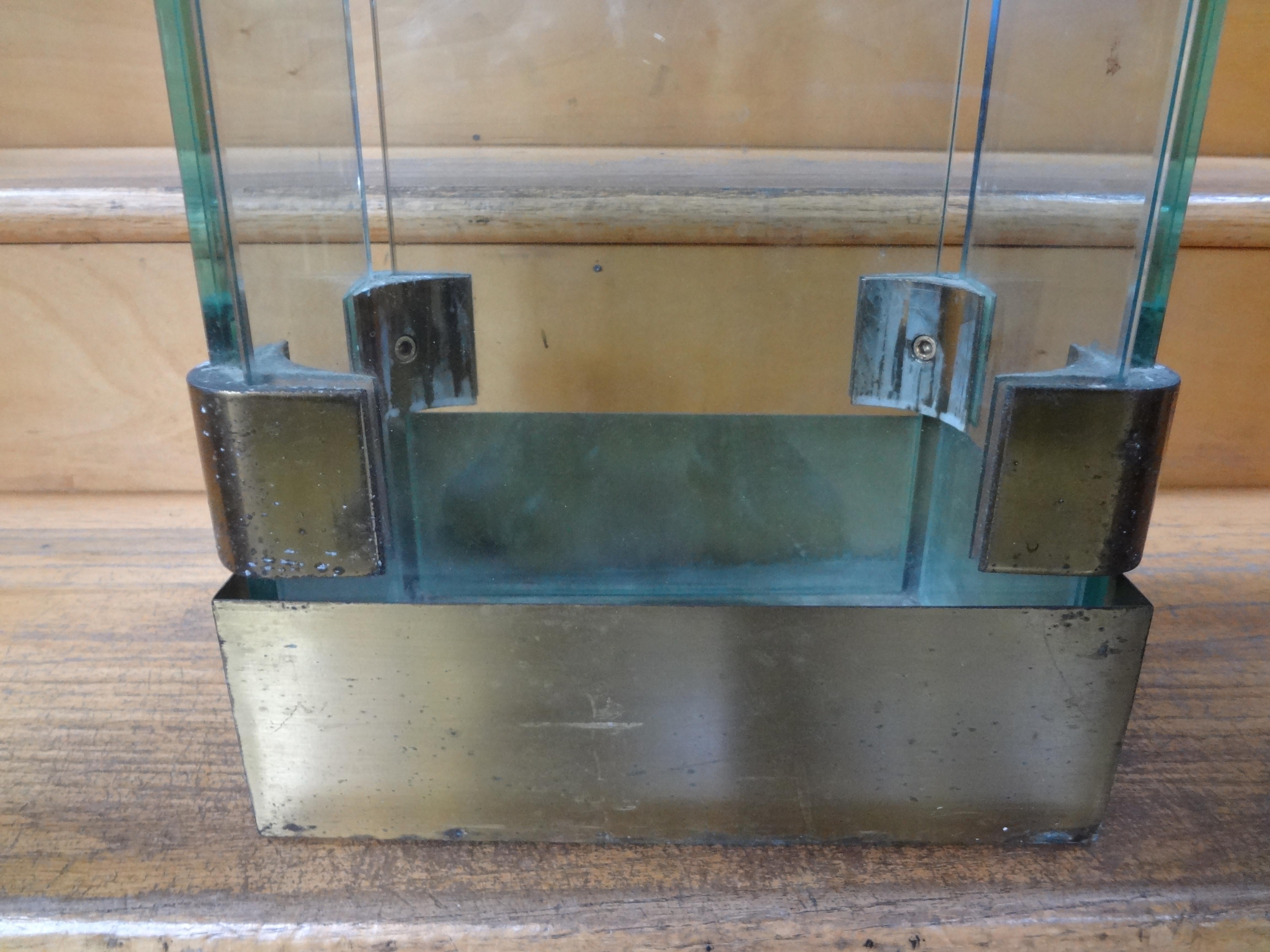 Italian Modern Brass And Glass Umbrella Stand In Good Condition For Sale In Houston, TX