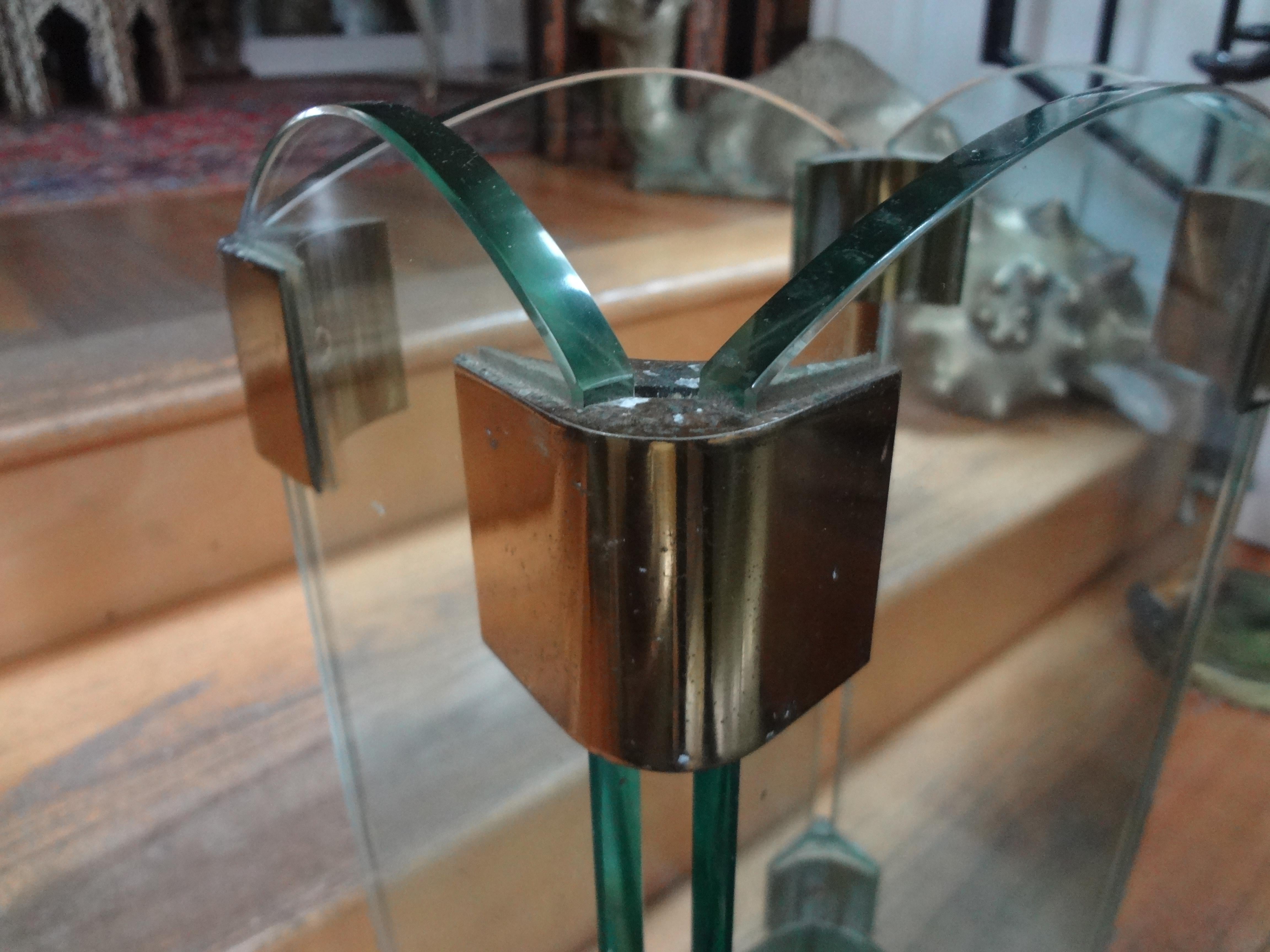 Italian Modern Brass And Glass Umbrella Stand For Sale 4