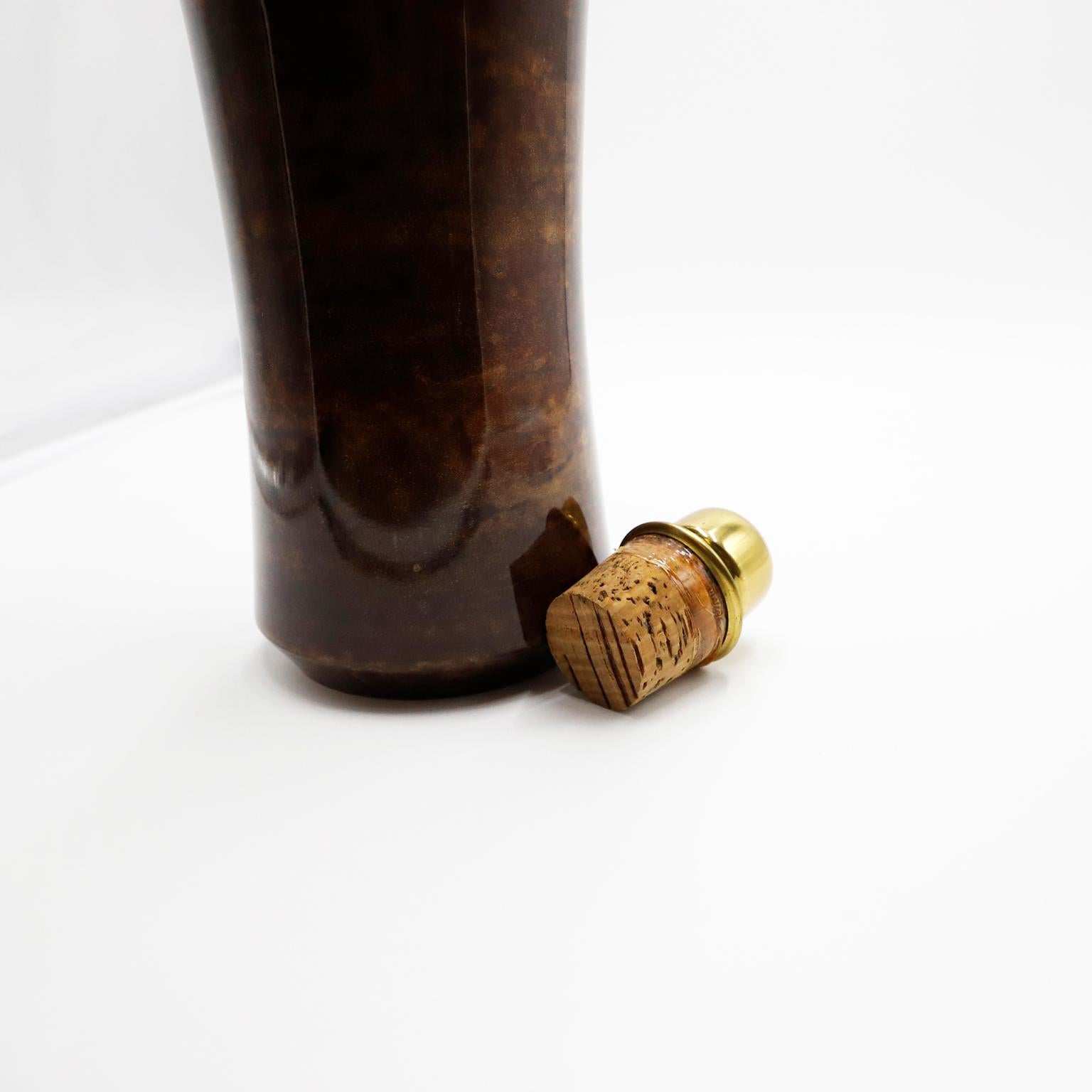 Late 20th Century Italian Modern Brass And Lacquered Goatskin Pitcher By Aldo Tura For Sale