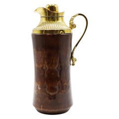 Italian Modern Brass And Lacquered Goatskin Pitcher By Aldo Tura
