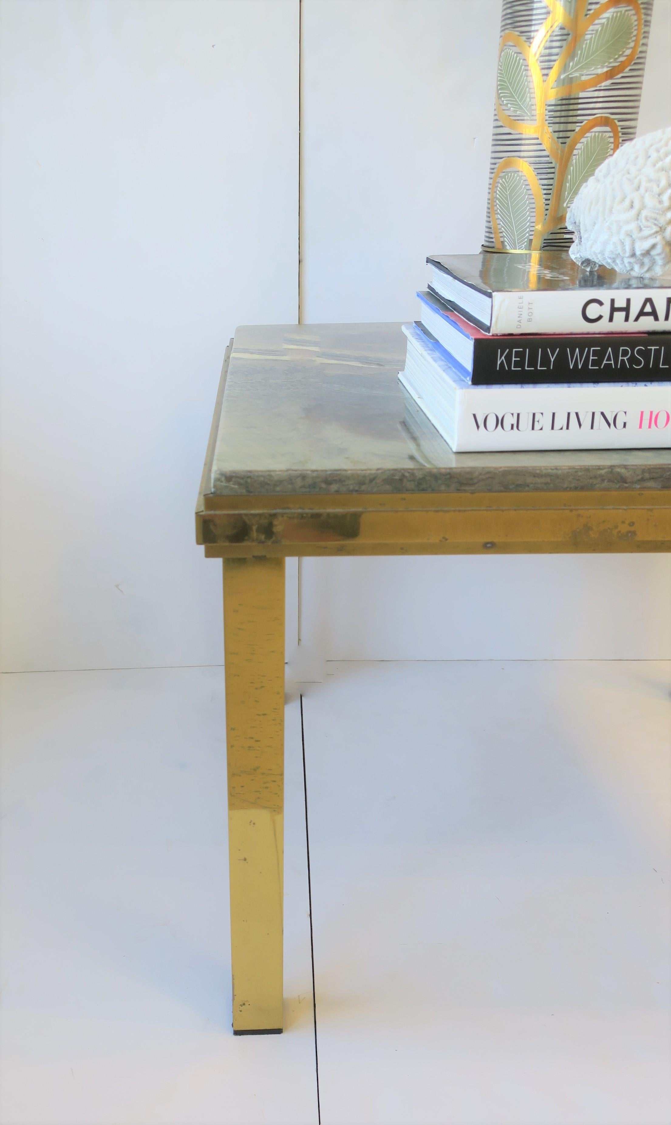 Italian Modern Brass and Marble End Table Willy Rizzo Style, circa 1970s For Sale 6