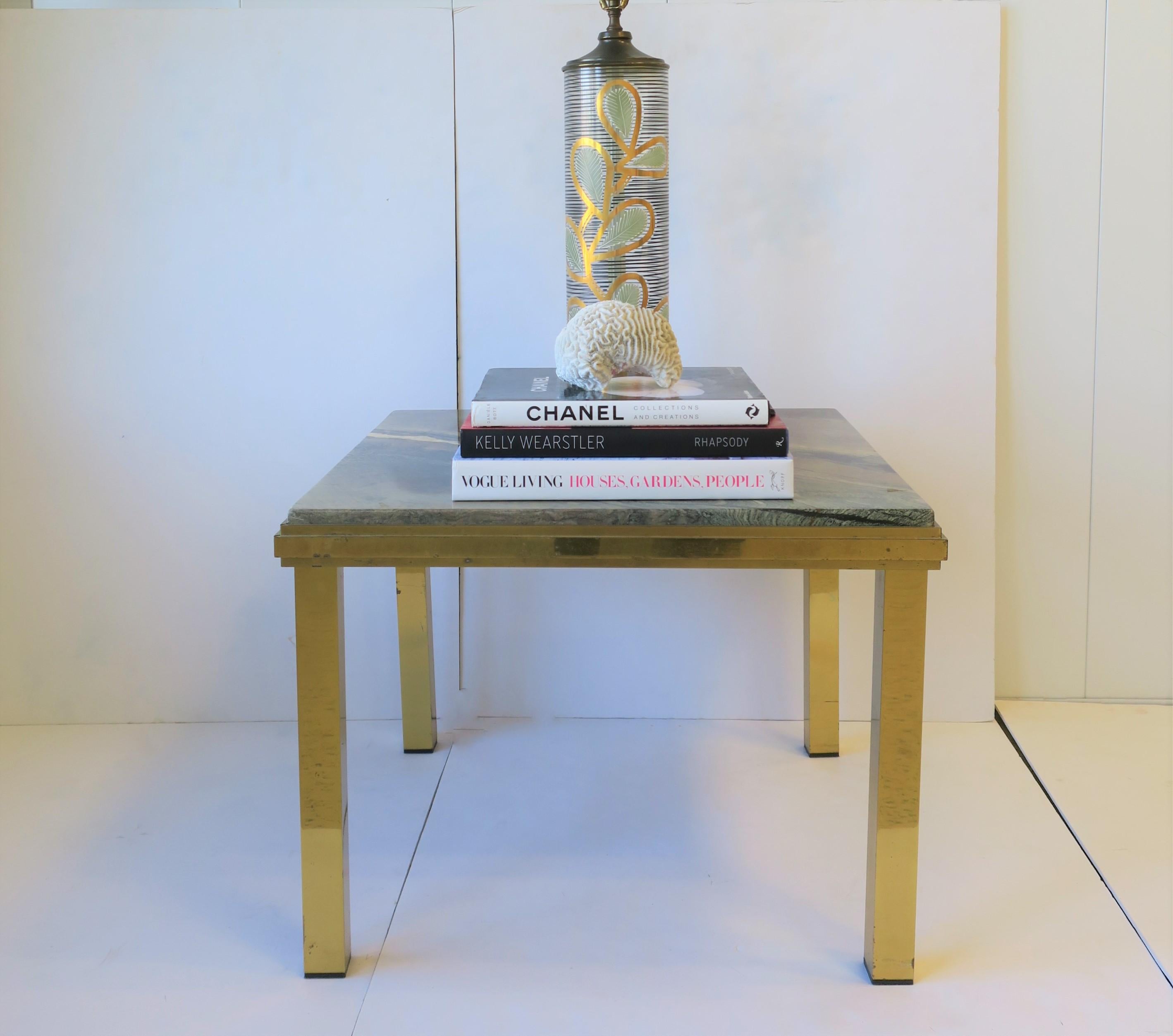 20th Century Italian Modern Brass and Marble End Table Willy Rizzo Style, circa 1970s For Sale