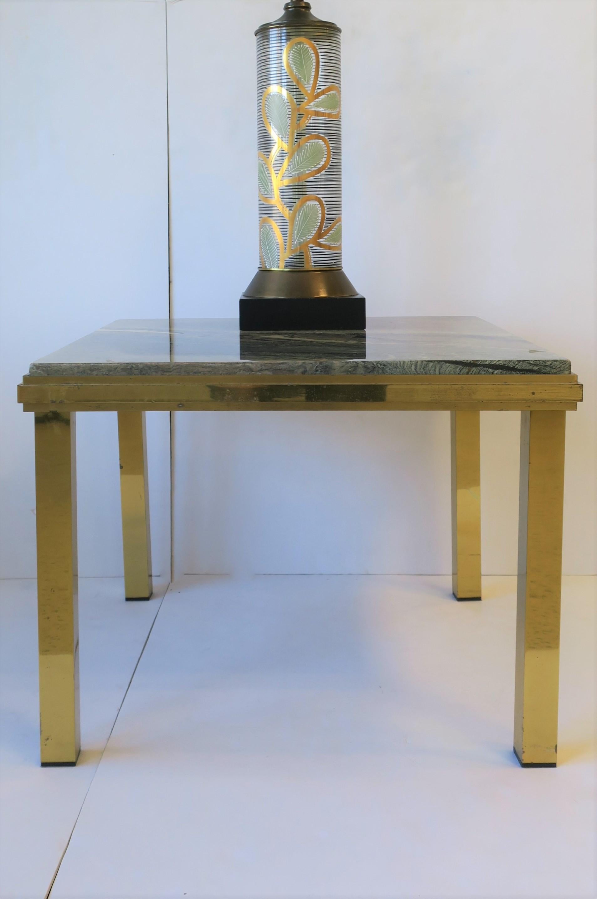 Italian Modern Brass and Marble End Table Willy Rizzo Style, circa 1970s For Sale 1