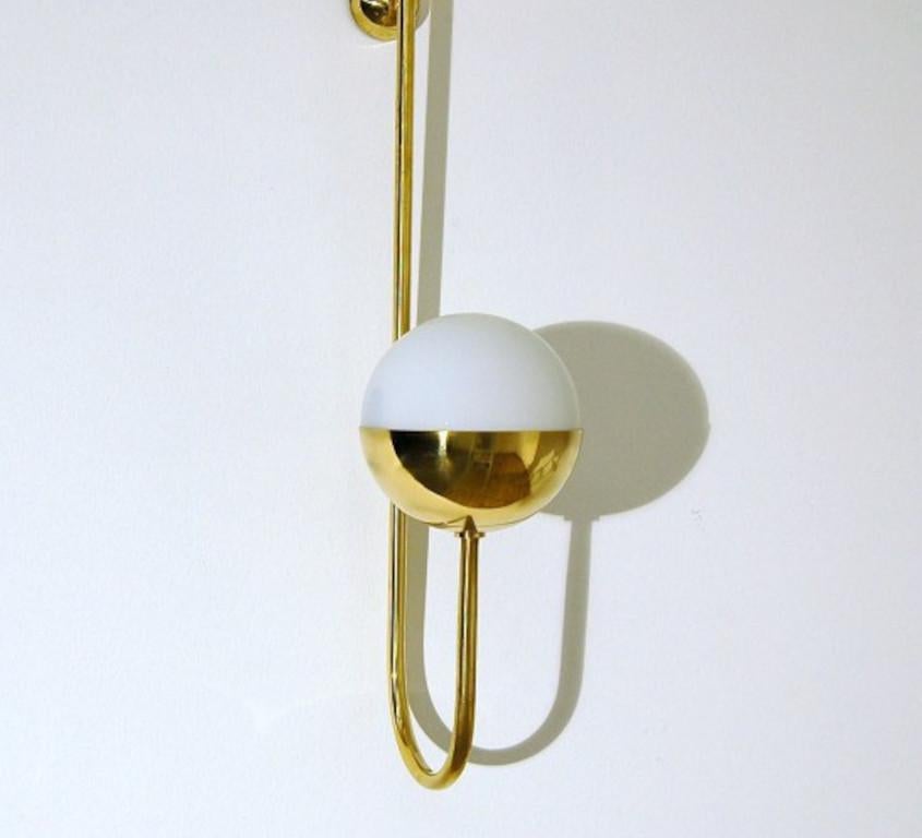 Italian Modern Brass and Opaline Glass Sconce by Fabio Ltd In New Condition For Sale In Los Angeles, CA