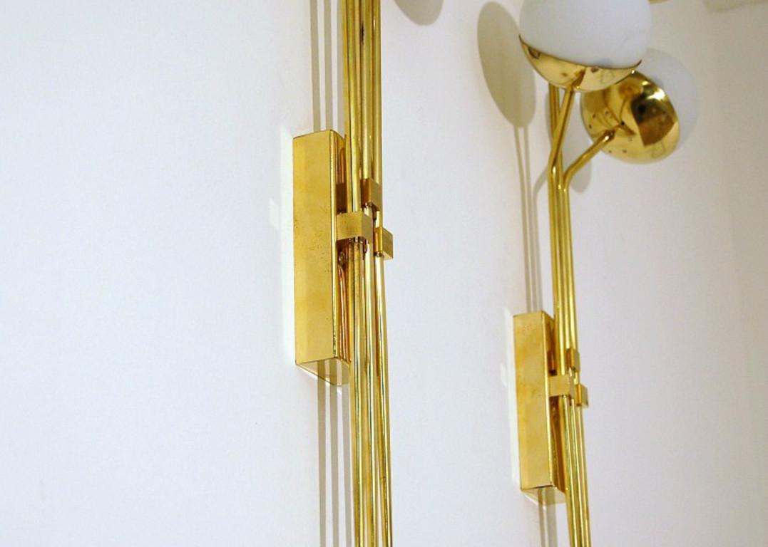 Italian Modern Brass and Opaline Glass Sconce by Fabio Ltd In New Condition For Sale In Los Angeles, CA