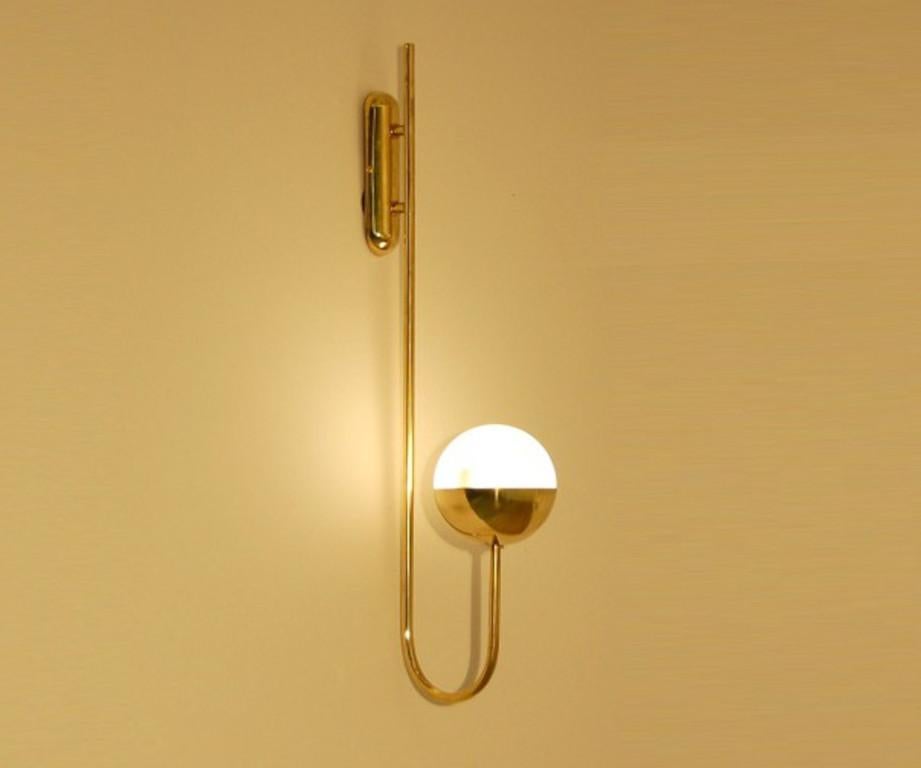 Contemporary Italian Modern Brass and Opaline Glass Sconce by Fabio Ltd For Sale