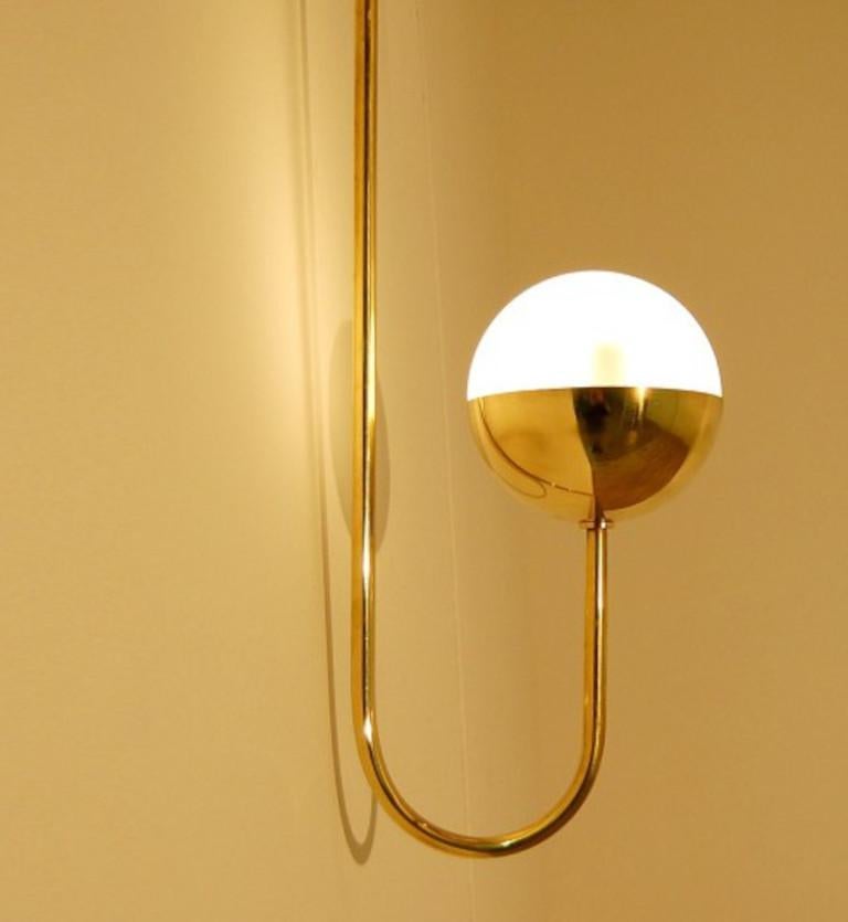 Italian Modern Brass and Opaline Glass Sconce by Fabio Ltd For Sale 1