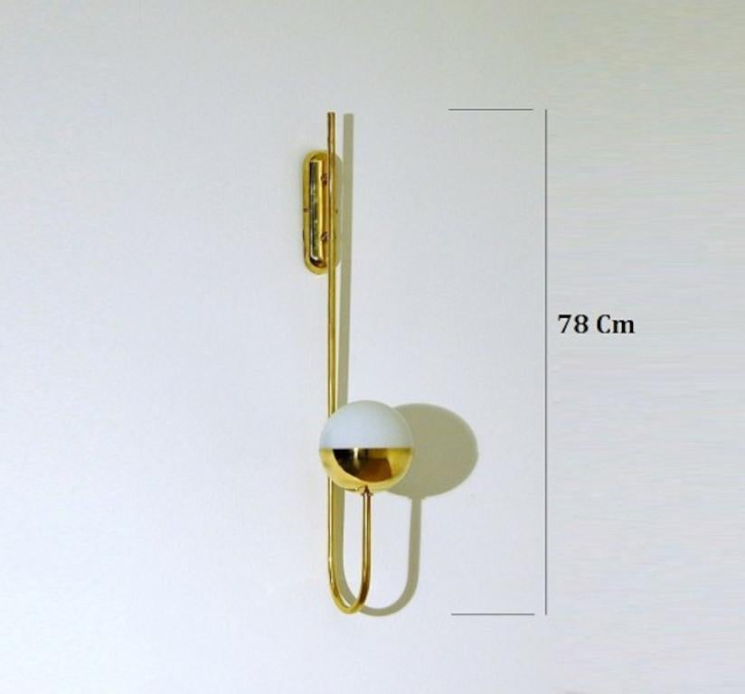 Italian Modern Brass and Opaline Glass Sconce by Fabio Ltd For Sale 4