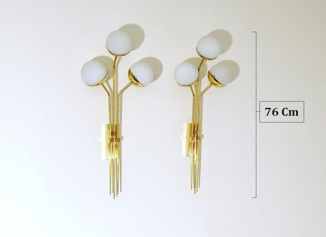 Italian Modern Brass and Opaline Glass Sconce by Fabio Ltd For Sale 4