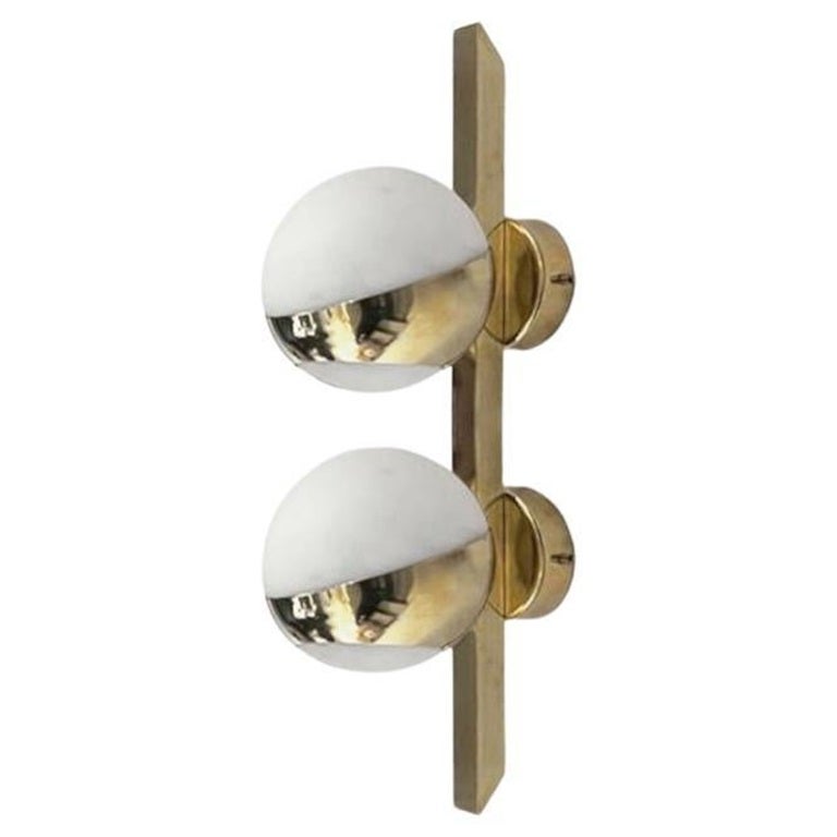 Lámpara italiana moderna de latón y cristal opalino by Fabio Ltd