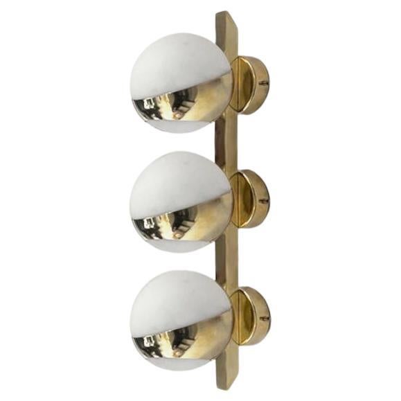 Italian Modern Brass and Opaline Glass Sconce by Fabio Ltd For Sale