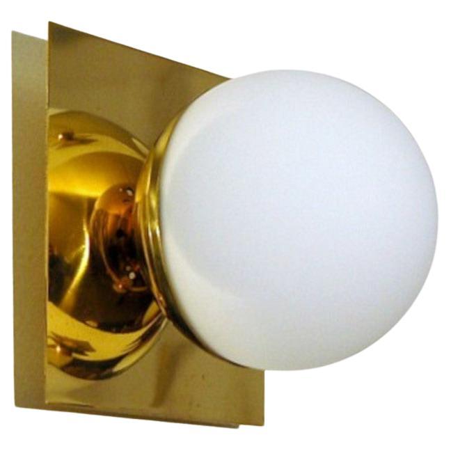 Italian Modern Brass and Opaline Glass Sconce / Flush Mount by Fabio Ltd For Sale
