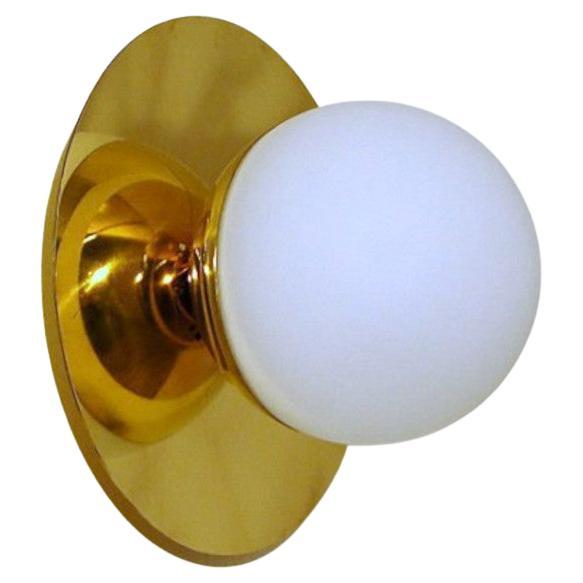 Italian Modern Brass and Opaline Glass Sconce / Flush Mount by Fabio Ltd For Sale