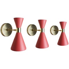 Italian Modern Brass and Pink Enamel "Campana" Wall Sconce by Blueprint Lighting