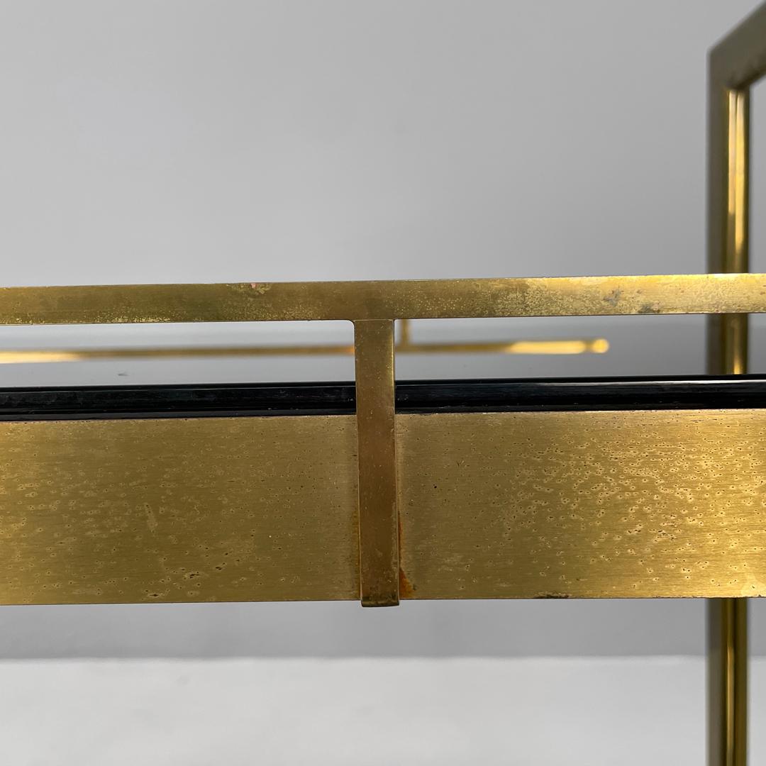 Italian modern brass and smoked glass trolley with handles, 1980s For Sale 5