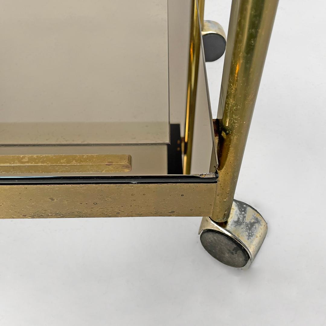 Italian modern brass and smoked glass trolley with handles, 1980s For Sale 7